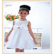 robe en gros de tutu d&#39;enfants de guangzhou, robe blanche de fille de fleur pour la vente